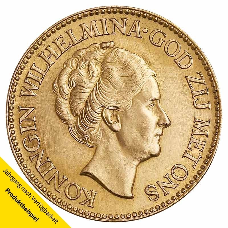 10 Gulden Goldmünze - Königin Wilhelmina - Niederlande - Vorderseite