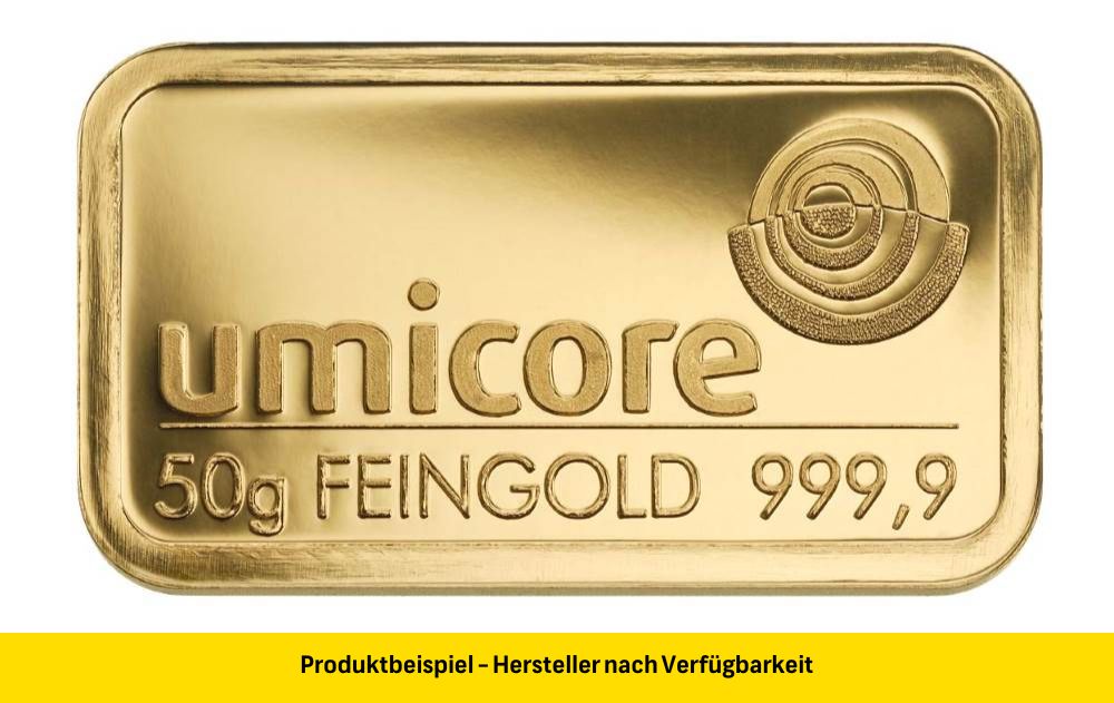 Goldbarren 50 Gramm Feingold | Beispielbild