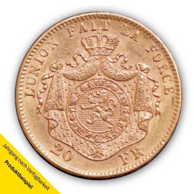 Goldmünze - 20 Francs - Belgien - Rückseite