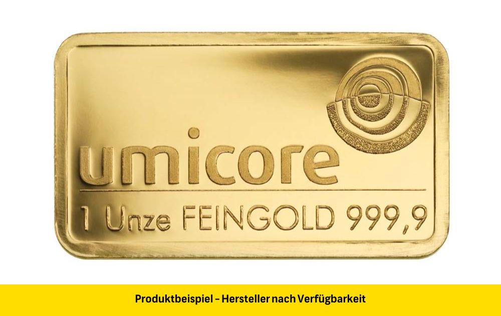 Goldbarren 1 Unze Feingold 31,1 Gramm | Beispielbild