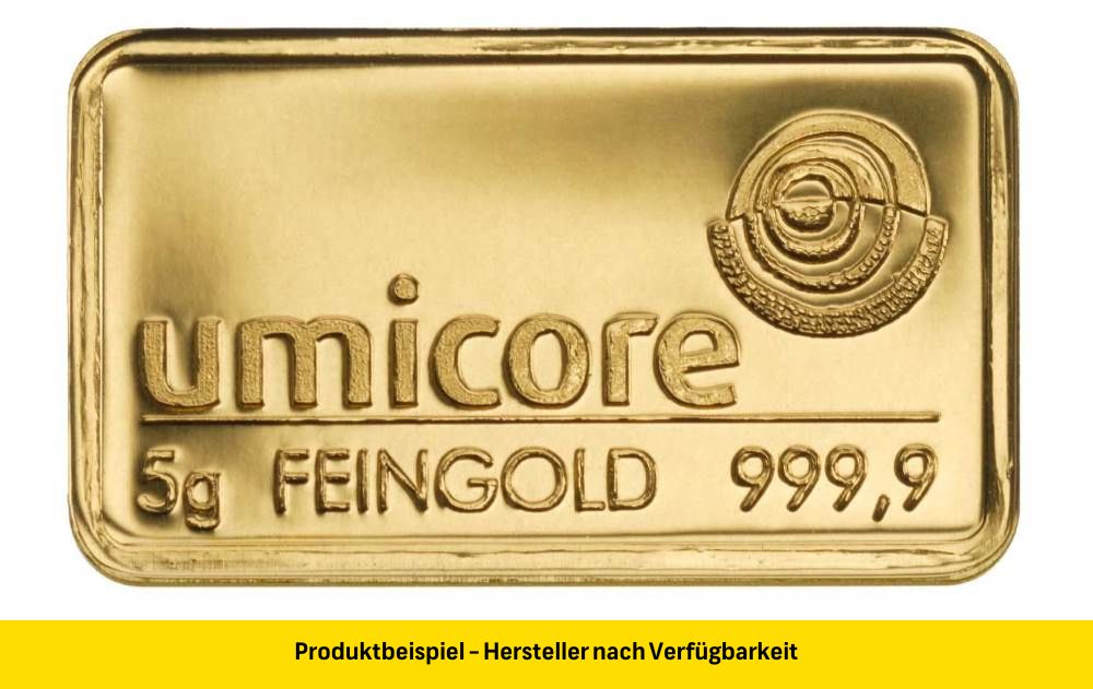 Goldbarren 5 Gramm Feingold | Beispielbild