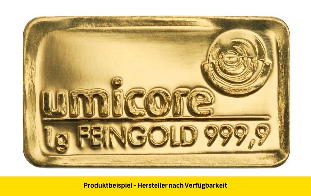 Goldbarren 1 Gramm Feingold | Beispielbild