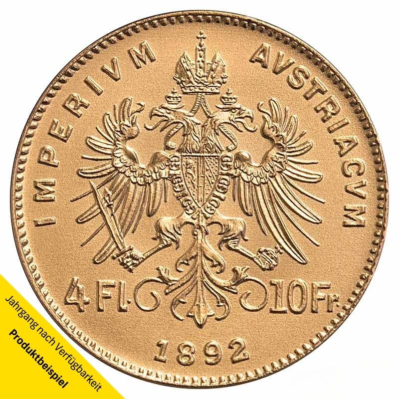 Goldmünze 4 Florin Kaiserreich Österreich - Rückseite