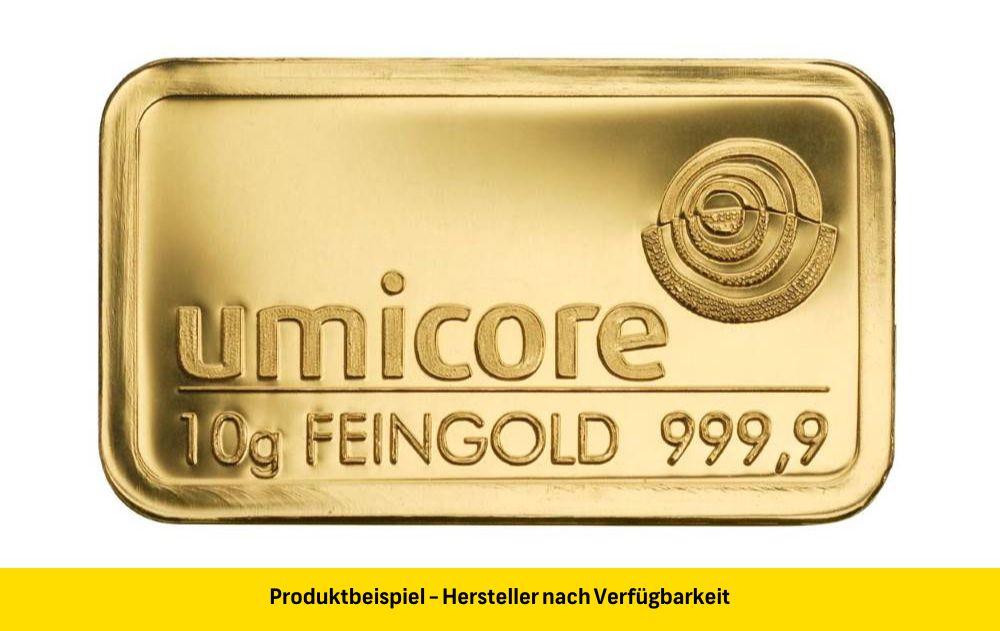 Goldbarren 10 Gramm Feingold | Beispielbild